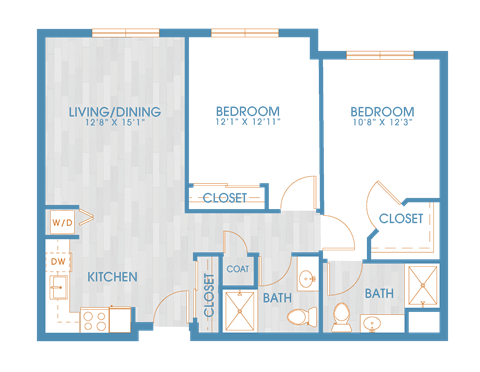 The Residences at Stone Creek in Milton, Washington Two Bedroom Floor Plan